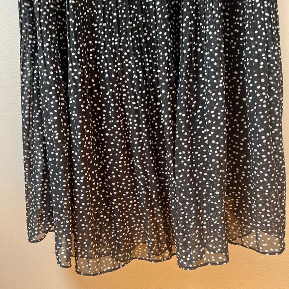 Flowy Black & White Polka Dot Midi Skirt - Picture 3 of 5